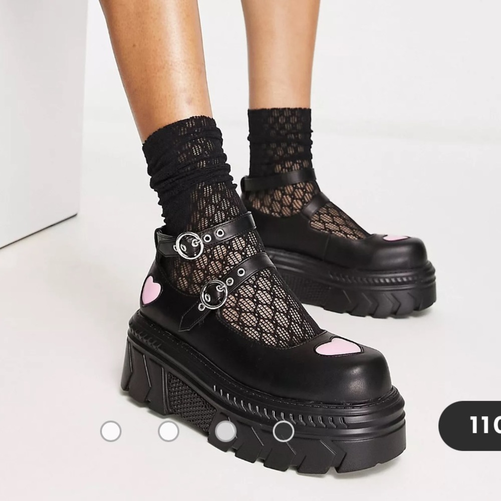 ASOS KOl A Warriors Heart chunky mary janes in black UK 5/38 preowned - Picture 3 of 16